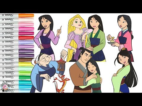 Disney Princess Coloring Book Compilation Mulan Shang Rapunzel Grandmother Mushu