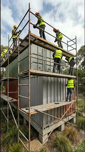 Shipping Container Stacked Into Full House #buildvideos #satisfying #construction