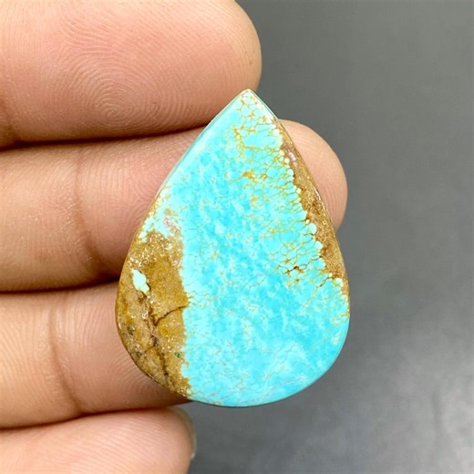 100% Natural Number Eight Turquoise Cabochon, Nevada Number 8 Turquoise Cabochon, Pear Shape Gemstone, 31x23x5mm, 22ct - Etsy