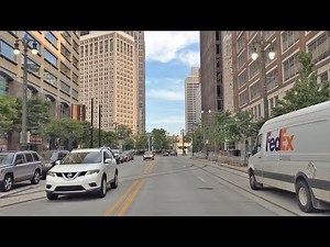 Driving Downtown - Detroit's Main Street 4K - USA