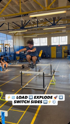 Body by G on Instagram: "⚡🧊 LOAD ➡️ EXPLODE 🚀 ➡️ SWITCH SIDES ↔️⚡💨 🧪 3–5 second trap bar ISO hold. Full-body tension. Explode over the hurdle. Land with control. Immediate lateral shift. Reload. Re-attack the opposite side. Now we’re alternating sides every rep — forcing the body to reorganize under fatigue and produce power from both directions. 🧬 This builds true multi-directional strength-to-speed transfer — teaching athletes how to absorb force, redirect it, and explode again without lo