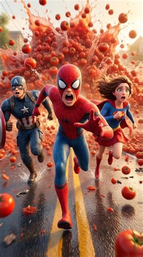 What If Tomatoes Took Over the City? 🍅😱 Spiderman Can’t Escape!