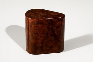 Sculptural Side Table in Walnut Burl Veneer – Minimalist Organic Form, Modern Handmade - Etsy