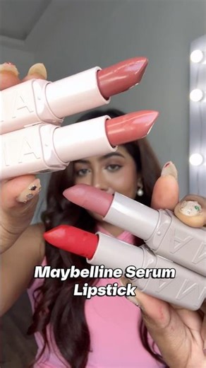 Nude Lipstick for Dusky Skin. Ft. Maybelline New Serum Lipstick REVIEW ✨ #lipstickswatch #AD