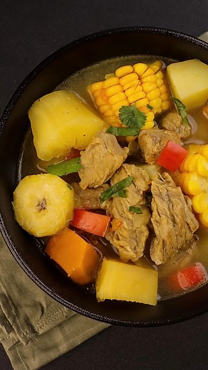 PART 2: Behold Sancocho Colombiano 🥣 — a beloved Colombian stew that earns its place as a culinary staple. This hearty dish brings together tender cuts of meat, yuca, plantains, corn on the cob, and potatoes, all simmered in a flavorful, aromatic broth. Every spoonful is a comforting taste of tradition, packed with rich flavors that warm the soul. Prep Time: 15 minutes Cook Time: 3 hours 45 minutes Servings: 8 Preparation 1. In a pot add some water and set to medium heat. 2. Add in your beef, y