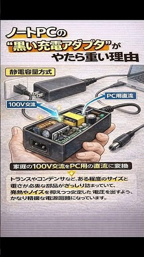 【雑学】ノートPCの充電アダプタが重い理由 #雑学 #プチ知識 #料理