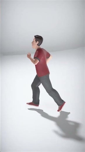 Casual Male Character in Red Shirt and Jeans