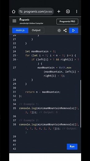 Minimum Removals to Make a Mountain Array | JavaScript Dynamic Programming Explained