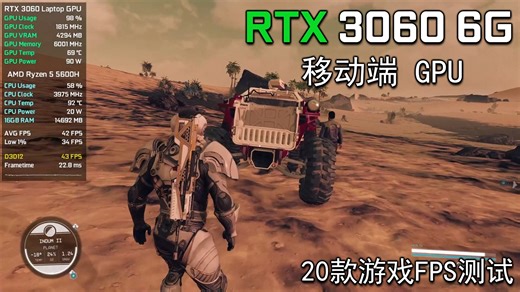 RTX 3060 Laptop移动端 宏碁笔记本 GPU - 20款游戏FPS帧数测试