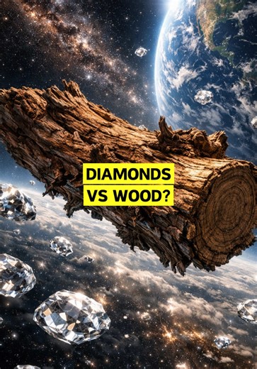 Diamonds vs Wood? You might think diamonds are Earth’s rarest treasure — but in the universe, they’re almost ordinary. Made from carbon under immense pressure, diamonds form naturally across the cosmos. Stars burn, crush, and scatter carbon crystals everywhere. There’s even an entire planet made of diamond. The gem we worship on Earth? Out there, it’s just space gravel. The true rarity isn’t diamond — it’s wood. Because wood needs life. Trees, roots, sunlight, and water. Mars has rocks. The Moon