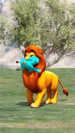 GTA V Super Lion Saves Super Cow From Mommy Just in Time! 👑🦁🐶#shorts
