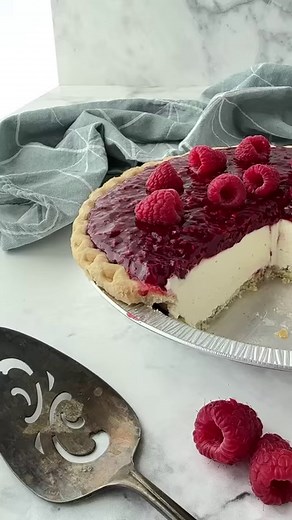 1.9K views · 13 reactions | Raspberry Cream Pie has layers of whipped cream cheese filling and a jammy raspberry topping inside of a flaky pastry crust. It’s not too sweet, not too tart, and can be made year round with fresh or frozen raspberries. (⭐️Recipe link in comments ) | Dessert Now, Dinner Later | Facebook