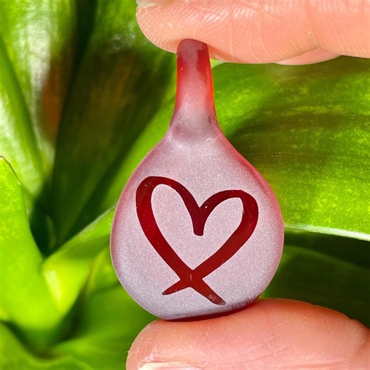 Red Heart Glass Pendant Necklace: Frosted Heart Jewelry Gift - Etsy
