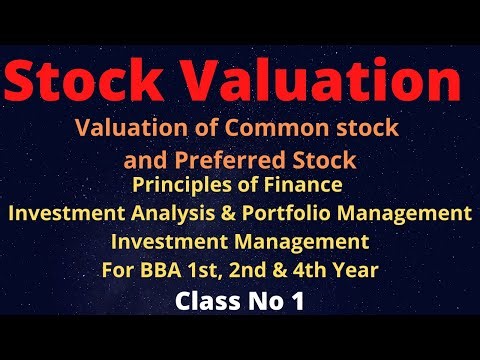 Stock Valuation | Principles of Finance | Investment Analysis & Portfolio Management. BBA (Class 01)