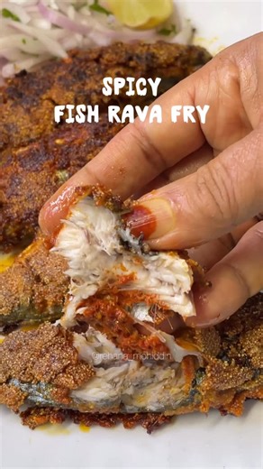 Rehana's Kitchen on Instagram: "Bangude (Mackerel) Rava Fry – crispy fish fry bursting with coastal flavor🤤each piece of mackerel is generously coated in masala and spiced rava, giving it that irresistible reddish hue and perfect crunch❤️ . #fishrava#ravafry#fishfry#yummy#delicious#coastalkarnataka#seafood#fishravafryrecipe#fish#southindia#easyrecipes#indian#seafoodrecipes#mackerelrecipes#bangude#food#foodporn#indianfood#reels#reelitfeelit#explore#fyp#foryou"