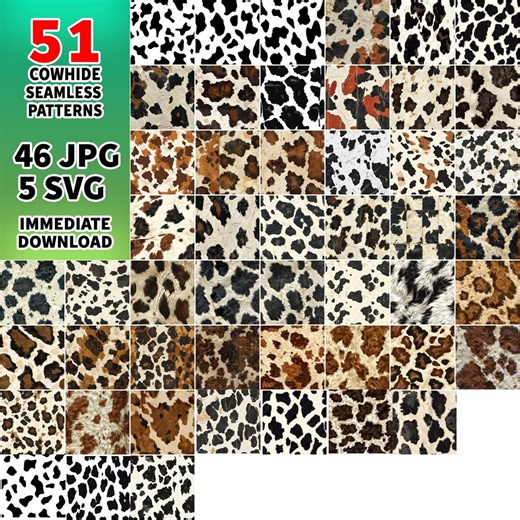 Cowhide Pattern SVG PNG Bundle: 50 Seamless Farmhouse Prints (digital Download) - Etsy