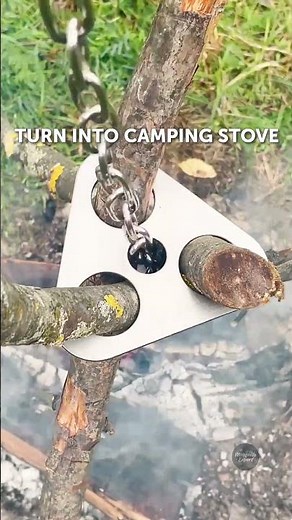 🔥 Easy DIY Campfire Tripod Setup! Perfect for Outdoor Cooking 🏕️🍳 #CampingHacks #CampfireCooking