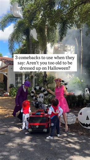Why to use each below ⬇️ Happy Halloween 🎃 from Paw Patrol! As for the 3 comebacks to use if someone says Aren’t you too old to be dressed up for Halloween? -“Says who?” This works because it’s short, confident, and flips the question back without defensiveness — making them second-guess their comment. Use with acquaintances, coworkers, or anyone who’s trying to sound superior or “above it.” -“It’s costume season, not judgment season.” This works because it adds humor while calmly setting a bou