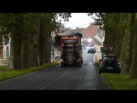 Scania V8 Longline Openpipe and Blacksmoke TRANSFORMERS & WOLVERINE, Transports BEAU [4K]