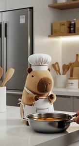 The capybara loves to cook, and it's so cute! Watch this tiny chef in action