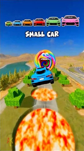🍭 Tiny Car vs Lollipop Portal… and Turns ULTRA HUGE! 🍭 #shorts #beamngdrive