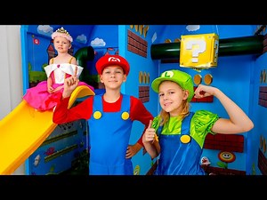 Five Kids Super Mario bros rescuing Princess | Other funny videos - Videos For Kids