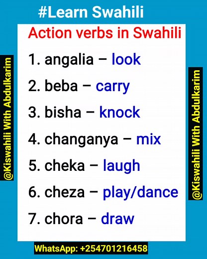 Learn Swahili: 50 Action Verbs in Swahili