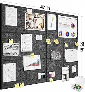 Felt Bulletin Board：47"x35" Large Cork Board Alternative - 12 Pack Pin Board with 60 Push Pins for Walls Office Home