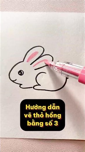Instructions for drawing a rabbit using the number 3