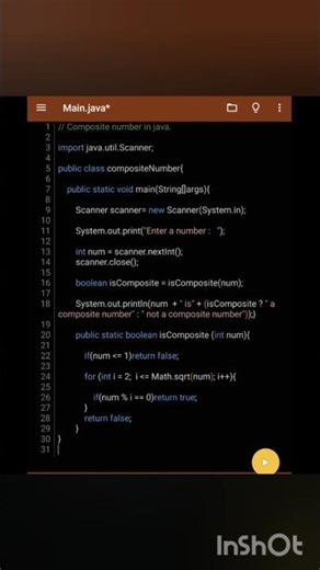 Composite number in java. #javaprogramming #java #programming #javaedition #coding #code #coder