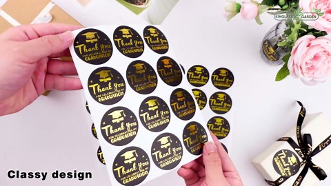 Graduation Thank You Stickers 2025 - Gold Metallic 60PCS Thank You for Celebrating My Graduation Stickers 1.75 Inch Class of 2025 Sticker for Envelope Seals Card Grad Party Favors (Black and Gold)