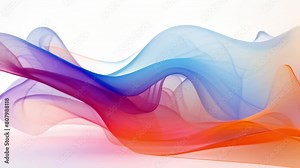 Sound wave, digital and motion in white background as wallpaper, texture and backdrop. Sonic, frequency and rainbow for futuristic, 3D and effect in dynamic for abstract as flow, metaverse and design