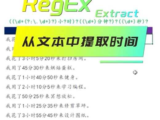 EXCEL函数：RegExExtract从文本中提取时间