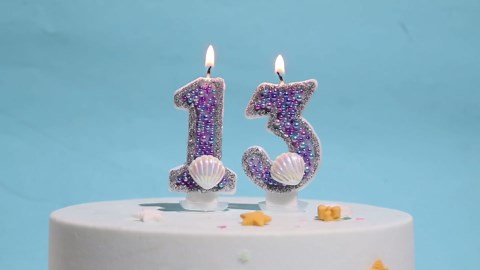 Girls Glitter 10 Birthday Number Candle, Pink Shell Sequins Blue Purple Pearls Number Birthday Candles for Boys Girls Birthday Cakes Mermaid Themed Birthday Decorations Party Supplies Number 10 Candle