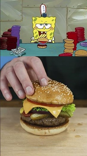 Spongebob's Krabby Patty Extra Onions 🍔One Crying Johnny, coming up! #spongebob #krabbypatty #burger