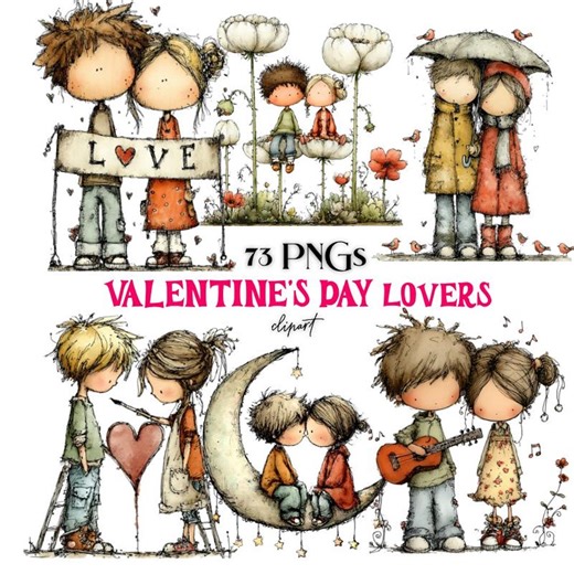 Valentine's Day Couple Clipart – 73 Romantic PNG Graphics (digital Download) - Etsy