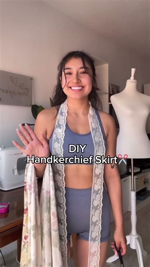DIY Handkerchief Skirt tutorial✂️ the perfect beginner friendly project! Hope you give it a try🌸 #sewingtutorial #tutorial #diy #diyskirt #sewingdiy