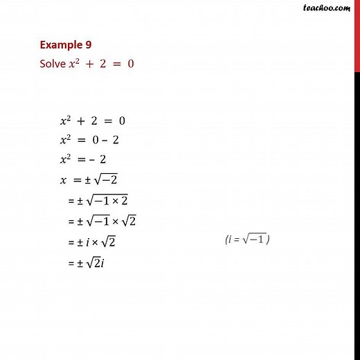 Question 3 - Solve x2   2 = 0 - Chapter 5 Class 11 - Examples