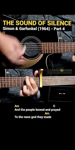 The Sound of Silence - Simon & Garfunkel (1964) Easy Guitar Chords Tutorial with Lyrics Part 4 SHORT