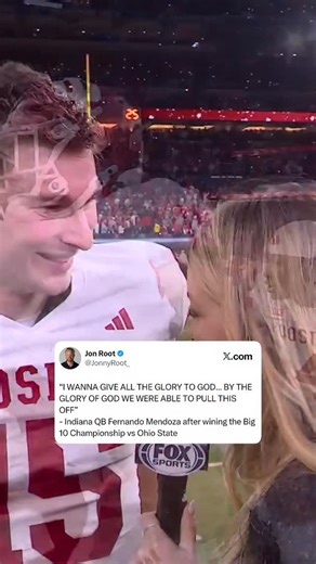 Indiana QB Fernando Mendoza gave, quite possibly, the greatest, most joyful postgame interview you’ll ever hear after beating Ohio State for the Big 10 Championship 👏 Congrats @fernando.mend0za. 🎥: @cfbonfox | Jon Root