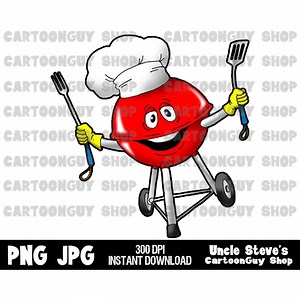 Picnic Clip Art - Grilling Chef - PNG - JPG - Sublimation - Cartoon - Image - Icon - Digital Download. - Etsy