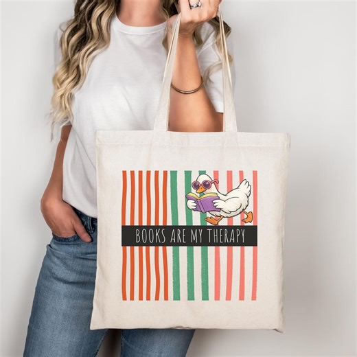 Retro Goose Book Lover Tote Bag Gift for Readers, Vintage Cottagecore Farm Animal Canvas Shopper, Teacher Librarian Bookish Bag - Etsy