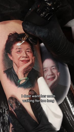 Heartfelt Mother Portrait Tattoo for Birthday Celebration
