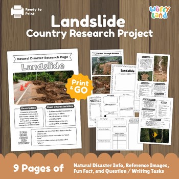 LANDSLIDE Natural Disaster Research Project | Earth Science Worksheets