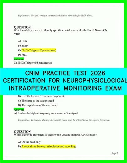 CNIM PRACTICE TEST 2026 CERTIFICATION FOR NEUROPHYSIOLOGICAL INTRAOPERATIVE MONITORING EXAM VIDEO.