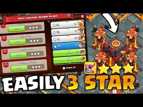 Easily 3 Star Dragon Escape Challenge - Levels 1 to 4 in Clash of Clans!