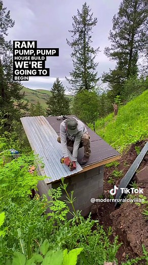DIY off-grid Ram pump house build 🤝🛠️💧 • On today’s episode as we approach the finish line on the Ram pump, pump house build we discuss the requirements and basic operation of an off-grid hydraulic ram pump. A water pump that can pump water uphill with no electricity or fuel. ⛰️💧💪 • It’s better to be a warrior in a garden than to be a gardener in a war. 🌱🥷 • #modern #rural #civilian #selfsufficient #off-grid #sustainableliving #rootcellar #switch-grid #strawbale #foodprodution #foodpreser