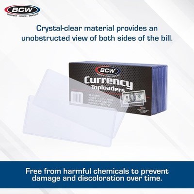 50 Rigid Banknote Sleeves Modern Regular Dollar Size Currency Topload Holder BCW | eBay