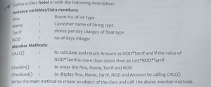 Define a class hotel in with the following description:Instan... | Filo