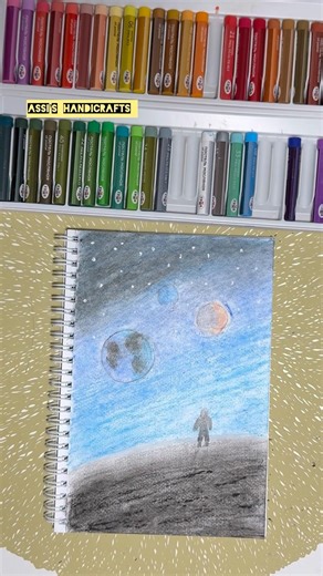 🌌 SPACE DRAWING | Easy Kids Art #diy #youtubeshorts #drawingvideo